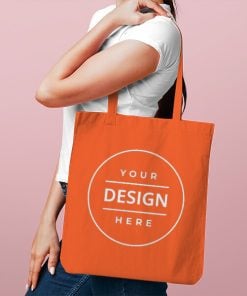 Orange Customized Photo Printed Tote Bag
