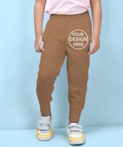Cafe Brown Customized Cotton Jogger Track Pant for Kids