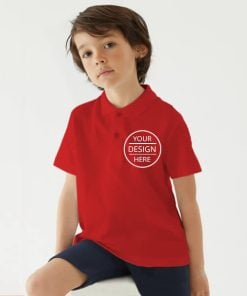 Red Half Sleeves Kid's Polo Collar Neck Cotton T-Shirt