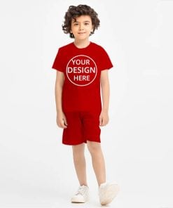 Red Customized Cotton Co-ord Set for Kids
